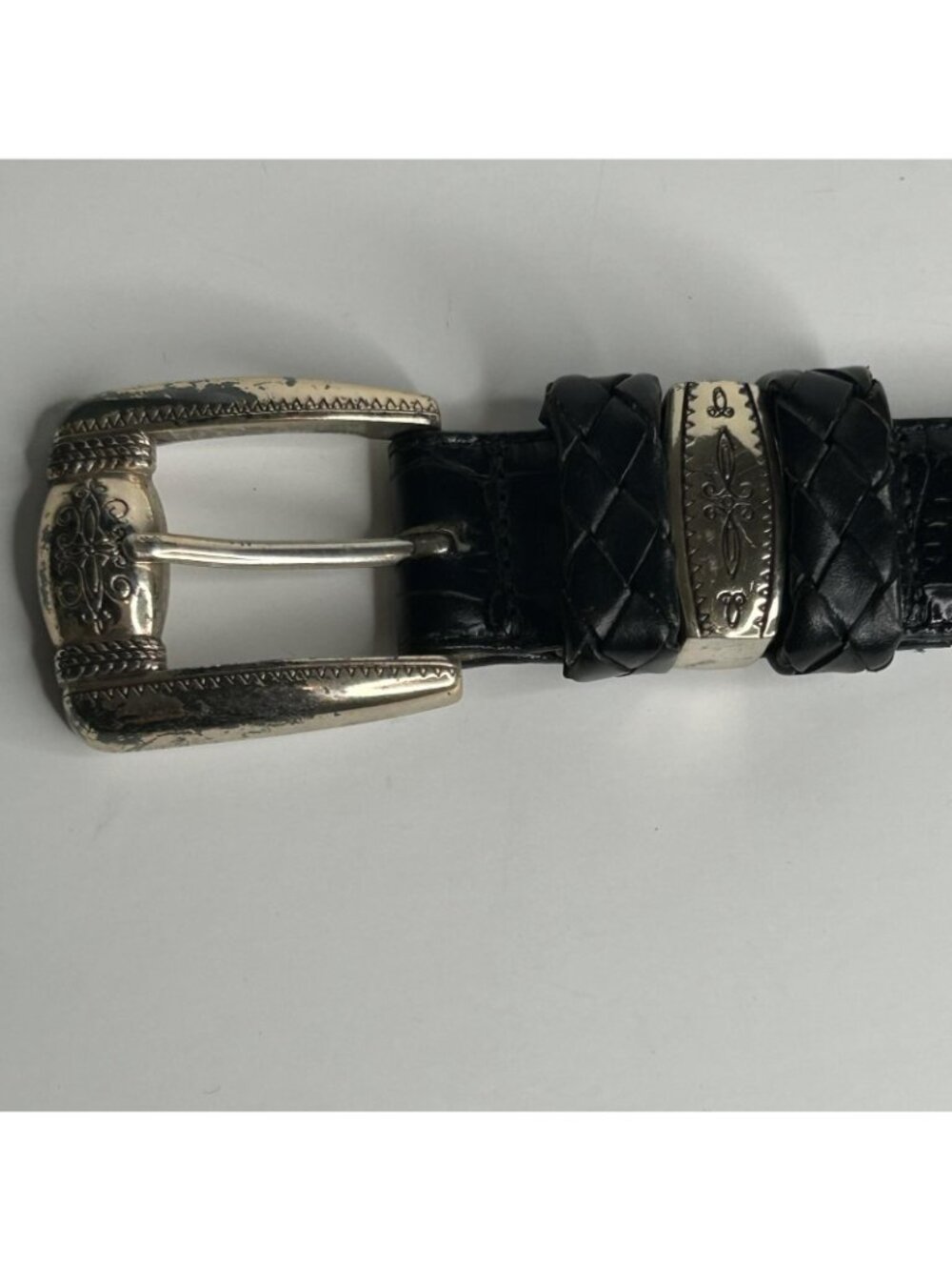 Brighton Belt Womens Large Black Leather Silver Western Concho Buckle 24703 - Picture 3 of 14